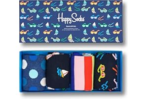 Happy Socks 4-Pack Amazon Twisted Smile Box, coloridos y alegres, calcetines para hombre y mujer, Azul
