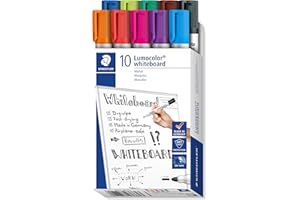 STAEDTLER 351 B10 Lumocolor Whiteboard Marker. Estuche de cartón con 10 marcadores para pizarra blanca, colores surtidos