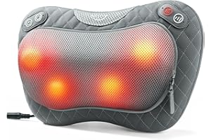 ALLJOY Almohada de masaje, masajeador shiatsu para cuello, hombros y espalda con cabezales de masaje giratorios, masajeador de espalda para oficina, hogar, coche, regalos para mujeres, hombres