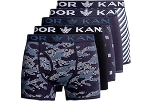 Kandor mens boxers – boxer shorts for men multipack of 5 comfortable stretch cotton men’s underwear trunks, colourful & black underpants, multi pack man briefs