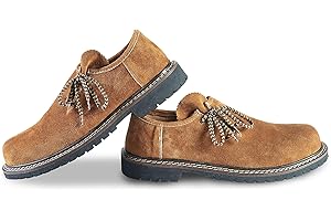 GLORIA WEARS Men’s Traditional Suede Haferlschuh - Traditional Bavarian Costume Shoes in 7 Different Sizes & 3 Colours