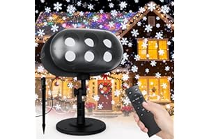 NACATIN Snowflake Projector Lights Outdoor, Christmas Projector with Remote & Timer, IP65 Waterproof Moving Snow Lights for Indoor Outdoor Xmas Decor, Garden, Wall