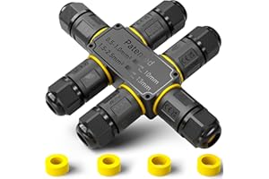 PEBA Connettore Impermeabile IP68 a 3 Poli con Leva e Chiave, Compatibile Ø4-12mm, Scatola Giunzione Esterna per Cavi Elettrici - 6 Vie, Connettori Cavi Elettrici 1 pezzo