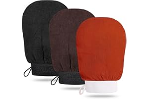 LANJUE 3 Piezas Guante Exfoliante Corporal, Esponja Exfoliante Corporal Manoplas Baño, Guante Exfoliante para Suavizar la Piel y Eliminar las Vello Encarnado(Multicolor)