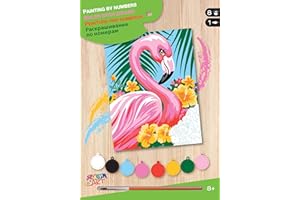 Mammut 8222005 SEQUIN ART malowanie według liczb, flaming, kompletny zestaw z farbami, pędzlem, szablonem i instrukcją (może nie być dostępna w języku polskim), dla dzieci od 8 lat