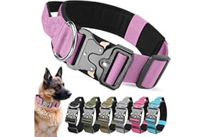 AKOFIC Collier Tactique Chien avec Poignée de Commande, Colliers pour Chiens Large Réglable en Nylon Rembourré pour Chiens de Taille Moyenne Grand Entraînement. (Violet, L)