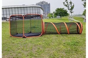 GAORUI 2 in 1 Pet Tunnel Tent for Cats and Dogs, Foldable Outdoor Pop Up Pet Playpen, Cage Fences, House (Styles 2)