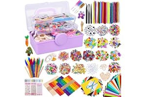 TAVADA Lavoretti Creativi 3000+ Pezzi per Bambini 3+Anni DIY Art Craft Set, Kit Artigianali Scovolini Pipa Colorati Pompon, Sticks, Piume Accessori per Artigianato, Giochi