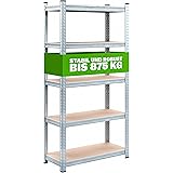Scaffale Metallo Monzana 5 Ripiani - Portata 350kg, Misure 170x75x30cm, Per Garage E Magazzino