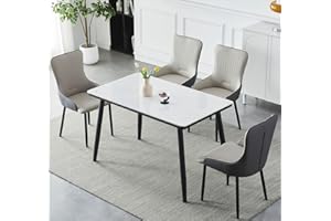 AMZSEW Dining Table and Chairs set 4, Modern Rock Slab Dining Table with 4pcs Pu Leather Dining Chairs, Rectangular Kitchen Table for Home, Kitchen, Dining Room（Size：120 * 70cm ）