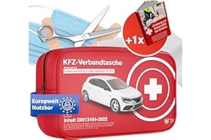 TK GRUPPE TIMO KLINGLER Trousse de premiers secours pour voitures avec chiffons respiratoires - trousse de premiers secours pour voitures selon la norme actuelle 2026 - DIN13164