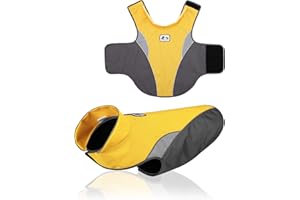 Kismaple Płaszcz dla psa kurtka odblaskowa wodoodporna odzież na zewnątrz polarowa podszewka zimowa ciepła kamizelka dla średnich psów odzież żółty L klatka piersiowa: 56 cm