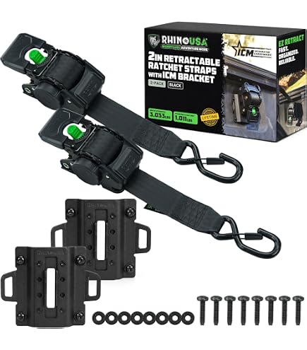 2-Pack Retractable Ratchet Straps For Ford F150 2015-2025, Self-Retracting Mounted Tie-Downs, Truck Bed Cargo Security