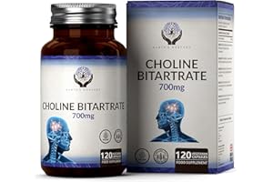 EN Bitartrate de Choline | 120 Gelules de Choline Supplément - 700mg par Portion | Bitartrate de Choline Nootropics | Sans OGM Sans Gluten Sans Produit Laitier Sans Allergène | Fabriqué au UK