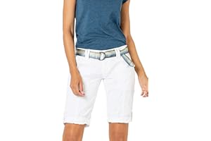 FRESH MADE Damen Bermuda Shorts mit glänzendem Gürtel