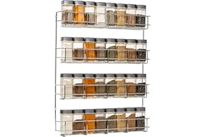 COPA DESIGN Coninx Porta Spezie da Parete a 4 piani | Portaspezie Cucina da Appendere con viti | Spice Rack 50x41x6 cm | Supporto per Spezie da Cucina Assortite | Mensola a 4 livelli per 32 Barattoli di Spezie