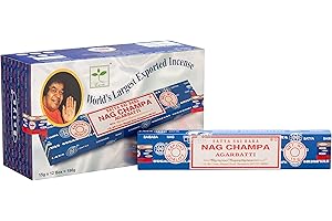 Satya Nagchampa (BNG) Kadzidełka 15 g x 12 sztuk do medytacji, jogi, relaksu, uzdrawiania i pozytywnego nastawienia (zielone certyfikowane) od Rushant