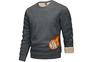 KEFITEVD Men's Sweatshirt Fleece Lined Pullover Jumper Winter Warm Crew Neck Sweater Men Casual Sherpa Sweatshirt