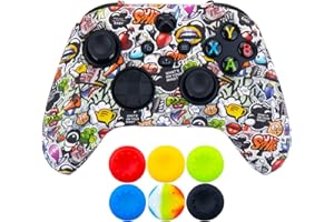 9CDeer 1 funda protectora de silicona con impresión de transferencia y 6 agarres para el pulgar para el mando Xbox Series X/S, fresa