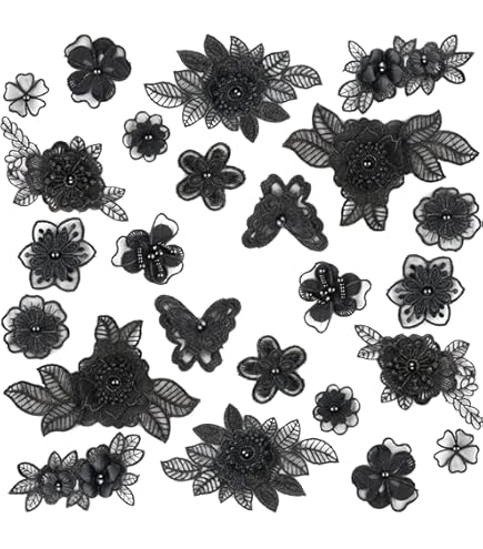 Set 24 Toppe Di Pizzo Ricamate - Applique Floreali Per Decorare Abiti, Borse E Accessori - Foto 8