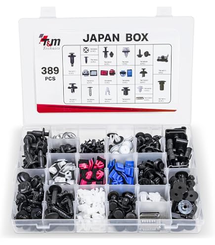 FAOKZE 965 Pcs Rivet Clips Plastique, 24 tailles Clips Voiture Noir