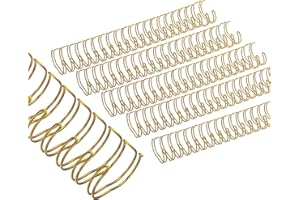‎PATIKIL PATIKIL 22mm (7/8") Doppelschleifen-Bindekämme, 50 Stück Metall-Doppelschleifen-Binde­spulen 220 Blatt Kapazität 2:1-Verhältnis 21-Ring-Bindekämme, Goldton