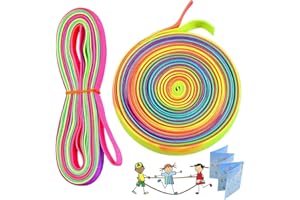 Bohrma Gummitwist Lot de 2 élastiques rebondissants - 4 m de long, 1 cm de large - Jouet intérieur et extérieur - Jeux de jardin - Ruban arc-en-ciel - Cadeau