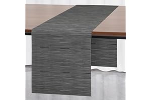 Myir JUN Nowoczesny bieżnik na stół, zmywalny, do użytku na zewnątrz, PCW, szaro-czarny, 40 x 140 cm