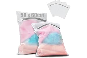 Ziamzra 4 Pezzi Retina per Lavatrice Sacchetti 60x50cm Sacchetti Lavatrice con Cerniera Sacchetto Lavatrice Biancheria Sacchetti per Lavatrice Riutilizzabile per Camicie Intimo Maglion Calze