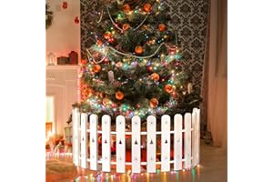DAKEPOLE Protección de árbol de Navidad con valla para perros y niños, 28 piezas, valla blanca decorativa como protección efectiva, rejilla estable para el árbol de Navidad para interior y exterior