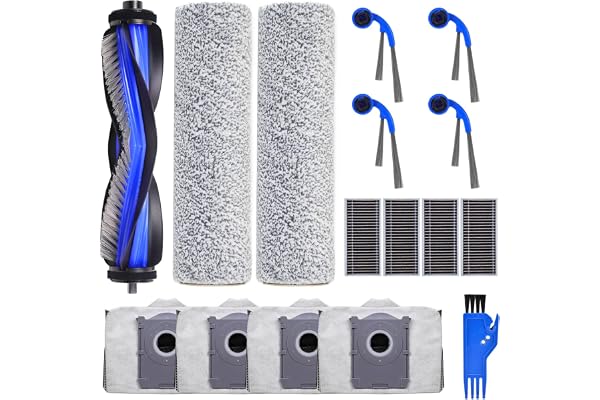 T80 Accessoires de Rechange Compatibles avec ECOVACS DEEBOT T80 OMNI Robot Aspirateur, 1 Brosse Principale, 4 Filtres, 4 Brosses Latérales, 2 Rouleaux Nrosse, 4 Sacs à Poussière