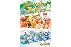GB Eye – Poster POKÉMON First Partners – Produit Officiel – Format Maxi 61 x 91,5 cm – Papier Laminé Haute Qualité – Décoration Murale Collector
