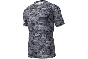 HUGE SPORTS Men's Splice UV Sun Protection UPF 50+ Skins Rash Guard Short Sleeves