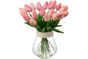 ‎BRIFUL 10 Stück Künstliche Tulpen Kunstblume Latex Blumen Real-Touch Tulpe Deko Kunstpflanze Länge 34cm für Home Room Hochzeitsstrauß Party Blumengesteck