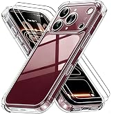 Case for iPhone 18 Pro Max / iPhone 17 Pro Max with 2 Pieces Tempered Glass, Case with Camera Protection, Soft Silicone TPU A