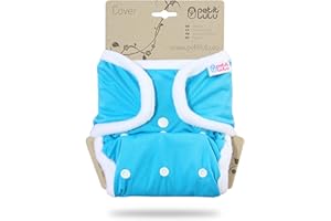 ‎PETIT LULU Petit Lulu Größe 2 PUL Überhose (5-16 kg) | Druckknöpfe | One Size Windelüberhose | Baby Windelhose | Waschbar & Wasserdicht | Stoffwindeln | Hergestellt in EU (Blau)