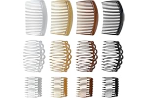 TEAAHA 12PCS French Hair Comb Small Plastic French Twist Comb Clips and Pins, Hair Combs Slides for Women Girls Decorative Vintage Fine Style Bridal Hair Styling Accessories(9/11 /23 Teeth Side)