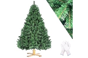 AIMOSEN Árbol de Navidad Artificial 210 CM, Árbol de Navidad Verde Base de Madera, 7 FT Decoración Navideña (Ø 135 CM-1346 Ramas), Decoración de Árbol Realista, Ignífuga y Robusta para Hogar y Hoteles