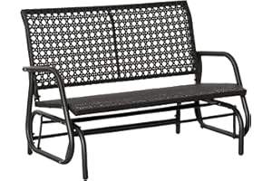 ‎OUTSUNNY Outsunny Polyrattan Schaukelstuhl 2-Sitzer Gartenbank mit Rückenlehne Schaukelbank für 2 Personen Gartenschaukel Outdoor Bank Sitzbank für Garten Terrasse Park 70 x 120 x 84 cm Grau