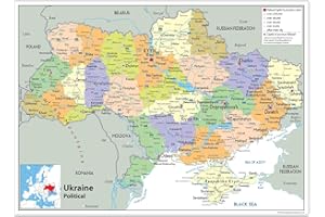 TIGER MOON THE TIGER MOON TRADING COMPANY LTD Politische Karte der Ukraine, Papier, laminiert, A0-Größe 84,1 x 118,9 cm