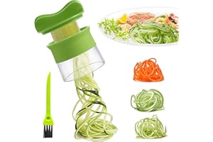 KAGUOL Spiraliseur de Légumes, Coupe Légumes, Spaghetti Légume,Spirale de Légumes Trancheuse pour Courgette Nouilles,Carotte Spaghettis,Concombre Tagliatelle, Assistant(e) de cuisine végétalien(ne)