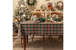 Softalker Christmas Green Table Cloth Rectangular 140x200 cm (55x78in) Tartan Tablecloth Wipe Clean Xmas Table Cloths New Year Table Cover for Outdoor Cafe Restaurant Party Buffet Tabletop Decoration