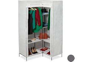 relaxdays, Armadio Componibile ad Angolo, 3 Generazione, 8 Ripiani, 2 Aste Appendiabiti, 169x100x83 cm, Bianco