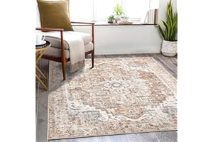 ‎TOPICK TOPICK Ziegelrot Teppich Floral Waschbar Superdünne Vintage Blumenteppich Faltbar Flower Kurzflor Läufer Orientalischer Teppichläufer Küchen Schlafzimmer Wohnzimmer Esszimmer Büro Rot 120x180cm