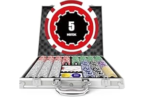 HEITOK Set di Poker, 500 Fiches da 11,5 grammi con Denominazioni, Set di Fiches da Casinò Numerate con Custodia in Alluminio, incluse 2 Mazzi di Carte da Gioco