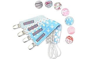 KARIDS Dummy Clips (4 Pack) for Babies, Infants, and Toddlers - Unisex Modern Dummy Holder for Binky, Soothie, Toys - Cute Durable Lightweight Baby Accessory -Boy Pack-