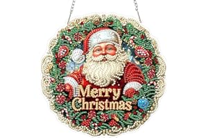 QENSPE Diamond Painting Ornamento Appendere, Buon Natale Pittura Diamante Pendente per Adulti Principianti, Ghirlanda Speciale Forma Strass Art Artigianato Finestre Decorazione Regalo, Doppio Lato