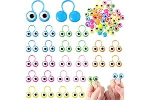 Suilung 24 Pcs Eye Finger Puppets Googly Eyes Rings Plastic Eyeball Ring Toy Wiggly Eyeball Finger Puppet Rings for Boys Girls Halloween Party Favor Supplies Classroom Exchange Prize, 6 Colors