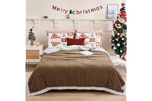 QOFLY Puszysty koc 150 x 200 cm, brązowy, gruby i ciepły, idealny na jesień i zimę, dwustronny koc sherpa na sofę, kanapę i do salonu