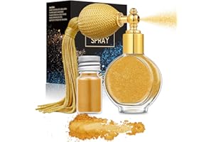 HISUNBEN Spray pailleté pour le visage, le corps et les cheveux | Cosmetic Shimmer Highlighter | Parfait pour Noël, les raves et les fêtes 01-Goldene